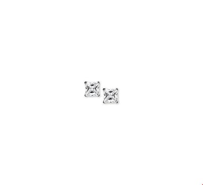 Oorknoppen Zirkonia Zilver Gerhodineerd Glanzend 4.0 mm