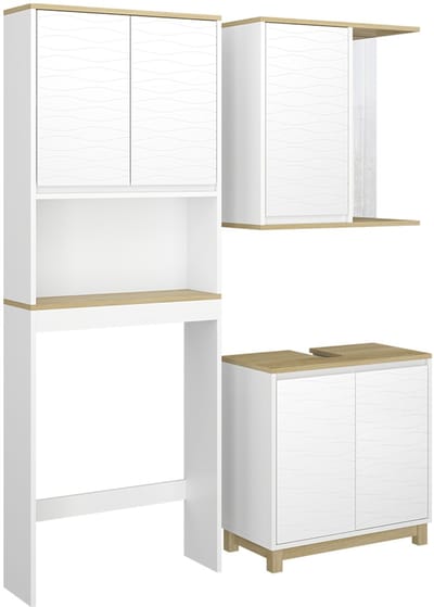 Vicco Badkamermeubelset Livia, Wit/Eiken, 3-delig