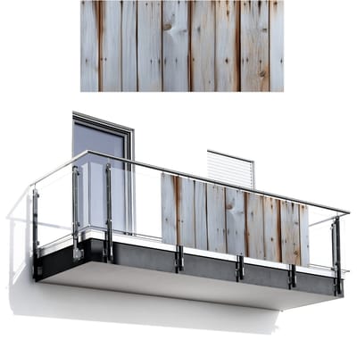 Balkonscherm 200x90 cm - Balkonposter Hout - Planken - Verweerd - Balkon scherm decoratie - Balkonschermen - Balkondoek zonnescherm