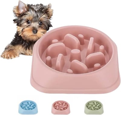 Famanu - Langzame voeding, antislip voergerechten, voorkomen verstikking van de kom, leuk voor kleine en middelgrote honden, roze