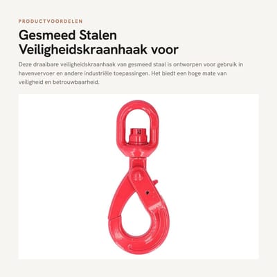 Dailygoods- Kraanhaak G80 Gesmeed Staal - Zelfsluitend - Veiligheidsroterend - Eenvoudig te Installeren - Hijsuitrusting - Lange Levensduur - Hijshaak