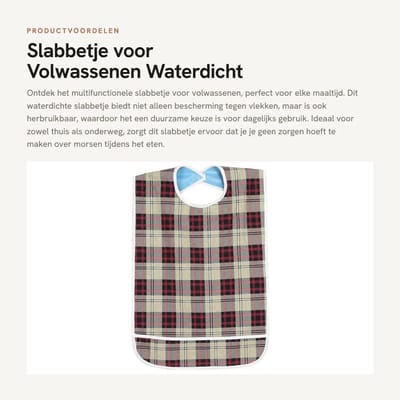 Dailygoods- Slabbetje Waterdicht - Slabbetje voor Volwassenen - Herbruikbaar - Eethulp - Bescherming - Kaki Strepen - Eetschort