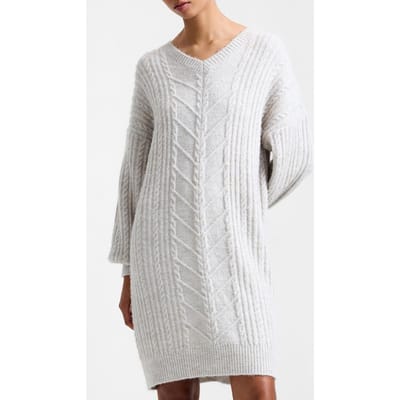 French Connection Marine Cable Knit Jumper Dress Pebble Neutral Maat: XS | Maxi Jurken Outlet | Dames | Grijs