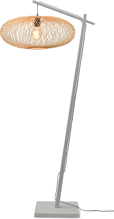 GOOD&MOJO Vloerlamp Cango - Bamboe Wit/Naturel - 36x60x176cm - Bohemian - Staande lampen voor Woonkamer - Slaapkamer