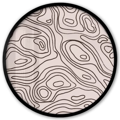 Poster in lijst Rond - Fotolijst 40x40 cm - Posters - Kunst - Lijnen - Beige - Zwart - Ronde posterlijst zwart - Decoratie - Wanddecoratie woonkamer - Muurdecoratie slaapkamer