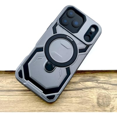Shockproof Armor Magsafe Case for iPhone 17 16 15 14 13 12 Pro Max Mag Safe Wireless Charge Stand Holder hard Covers For iPhone 12 gray