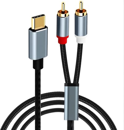 USB C naar RCA - Audio Kabel - Muziek Afspelen - Hoge Kwaliteit Geluid - 1 Meter - Zwart