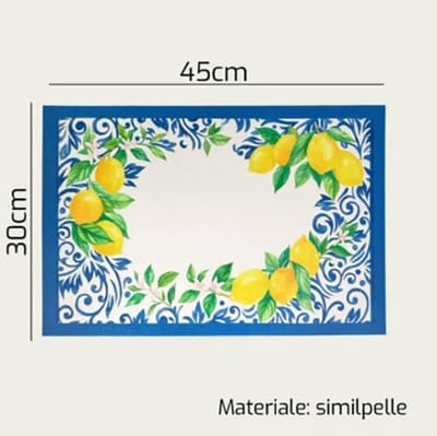 Arca LIMONI Set van 4 Placemats, 45x30cm, vegan leer - onderhoudsvriendelijk - soepel en zacht - fris design