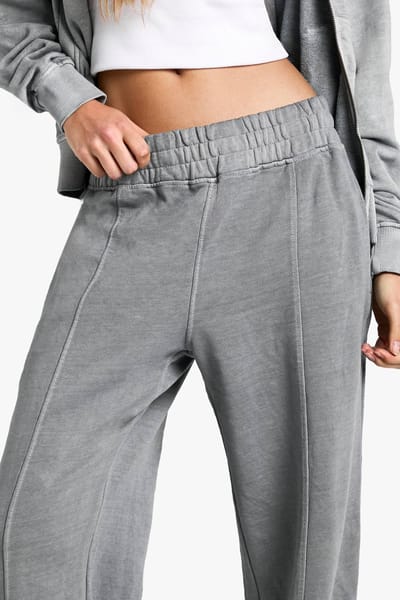 boohoo Dames Premium Heavyweight Overdyed Jogger met rechte pijpen | Grey | Maat: Small