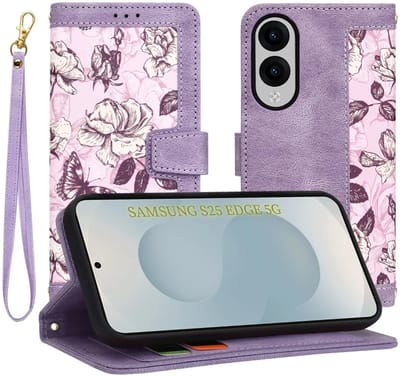 Hoesje geschikt voor Samsung Galaxy S25 Edge - Techsuit FlipCraft Book Wallet Case met koord - Mysterious Purple
