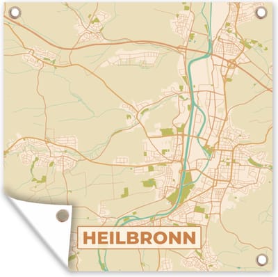 Tuin poster Stadskaart - Heilbronn - Kaart - Vintage - Plattegrond - 200x200 cm - Tuindoek