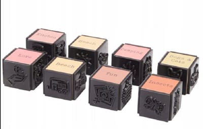 Stempels decoratieve set 8 stuks decotime rubber 4 kanten 32 diverse designs