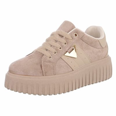 ZoeZo Design - sneakers - khaki - suedine - met veters - maat 37 - zoolhoogte 4/5 cm - nieuwe collectie