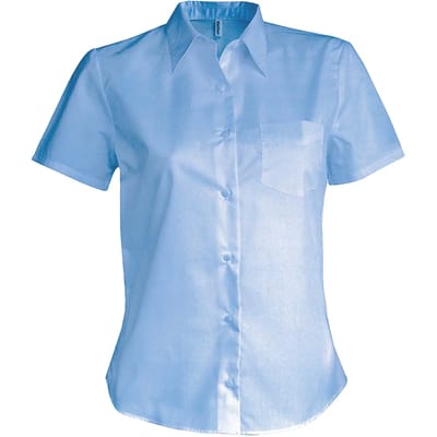 Kariban Dames Poplin Blouse Korte Mouwen K544 - Bright Sky - M