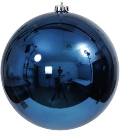 Othmar Decorations Grote decoratie kerstbal - blauw - 18 cm - kunststof - glimmend - kerstversiering - onbreekbare kerstballen