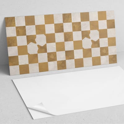 Coloray Wandpanelen Zelfklevend - Abstract schaakbordpatroon PVC Wandpaneel - 100 cm x 50 cm - Beige Wandbekleding Zelfklevend - 1 stuk - Abstractie Wandpanelen Zelfklevend - Wandpanelen Keuken - Wandpaneel Badkamer