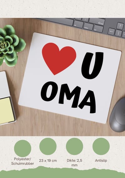 Akyol - love u oma Muismat - Oma - de liefste oma - verjaardag - cadeautje voor oma - oma artikelen - kado - geschenk - 23 bij 19 cm