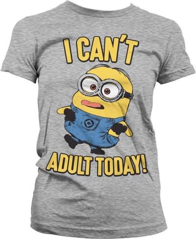Minions Dames Tshirt -S- I Can't Adult Today Grijs
