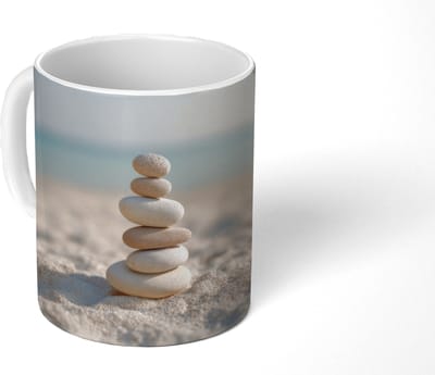 Mok - Koffiemok - Stenen - Stapel - Zand - Zee - Mokken - 350 ML - Beker - Koffiemokken - Theemok