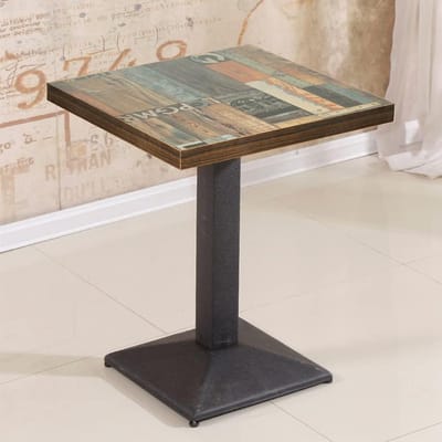 Eettafel Vierkant - Keukentafel Klein - Eten Zitten - Stalen Voet - 60x60x75cm - Houtkleur