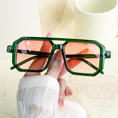 Lunettes de soleil Rétro Double Pont Unisexes UV400 Lunettes Tendance Streetwear Élégant et Accessoire pour la Conduite en Plein Air Tenue Décontractée Quotidienne brown