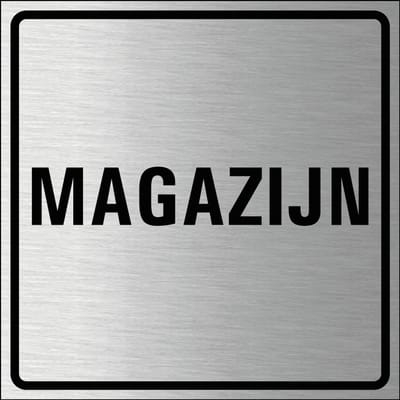 Magazijn bordje, geborsteld aluminium 150 x 150 mm