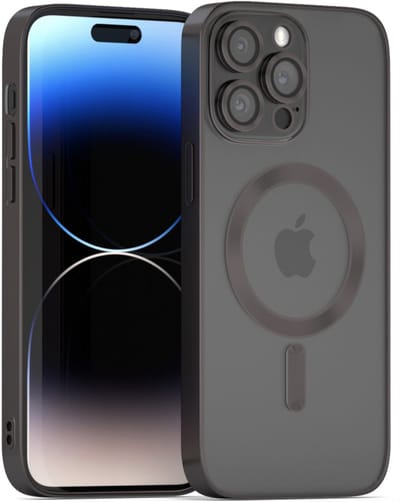 YPCd MagSafe Hoesje Geschikt voor Apple iPhone 14 Pro Max – Transparante TPU Backcover – Verhoogde Camerabescherming – Zwart