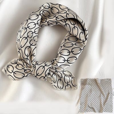 Kleine Dames Sjaal - Ketting Patroon - Zijden Sjaal - Bandana - 47*47 cm