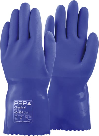1 paar - Chemisch bestendige werkhandschoenen PSP 40-400 Chemical PVC Blue 30 cm, maat 09 / L