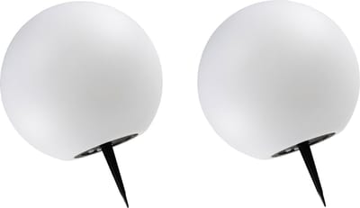 Trango Set van 2 IP65 LED solar lamp SO-003*2 in 30cm diameter wit mat met 3000K warm witte LED & RGB kleurverandering LED *SNOWY* Solar Ball Light Globe, Outdoor Light, Globe Lamp, Garden Lamp