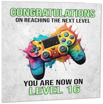 Gamer Verjaardagskaart voor 16e Verjaardag - Tiener Jongens 145 x 145 mm
