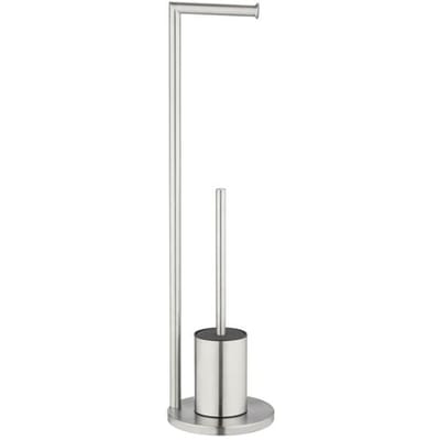 WENKO Toiletbutler Ferla RVS mat - Toiletborstel met houder, Toiletrolhouder vrijstaand