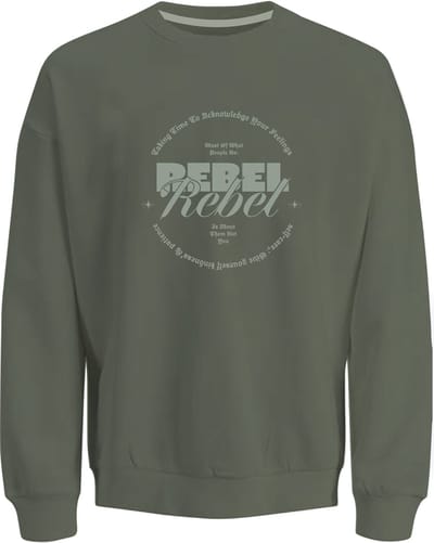 JJ Rebel Gray Crew Neck Sweater Heren - Maat S