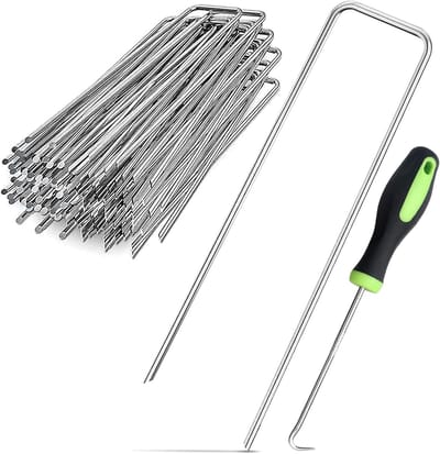 Set van 50 Grondankers voor Tuin en Camping, Sterke Stalen Tentpinnen, Antiroest Haken voor Worteldoek en Tuinfleece
