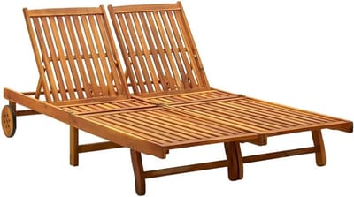 Tuinbed 2 personen massief acaciahout verstelbare rugleuning