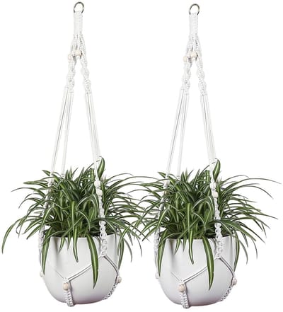 Dailygoods - Set van 2 Macramé Plantenhangers - Boho Katoen, 114 cm