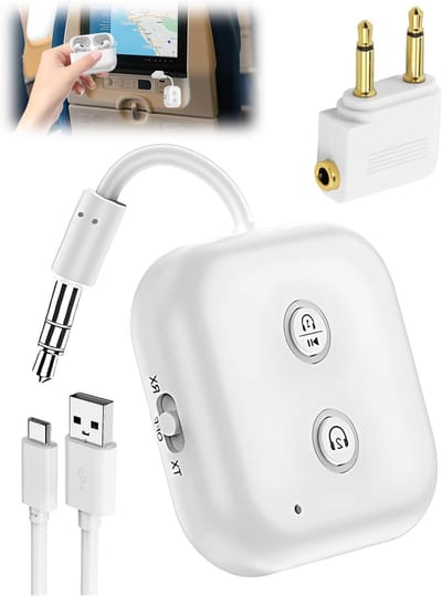 JGS Premium - 2-in-1 Bluetooth Zenderontvanger voor vliegtuig - Ondersteunt 2 AirPods - Hoofdtelefoonadapter met Bluetooth 5.3