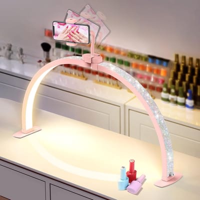 Halve maanlamp - Nagelstudio lamp - Professioneel werk - Instelbaar licht - 73 cm - Roze