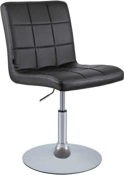 CLP Ricky Eetkamerstoel - Draaibaar & in Hoogte Verstelbaar - Chroom Onderstel - Modern Design - Kunstleer/zwart