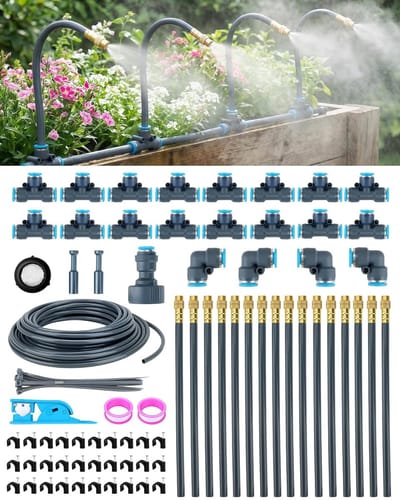 Druppel Irrigatiesysteem - Tuin Besproeiing - Planten Water Geven - 360 Graden Verstelbaar - 50 Meter Slang - Grijs