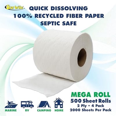 Toiletpapier voor Marine en Camper - 2-Laags Snel Oplosbaar Papier (4-pack)