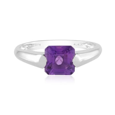 Cavill - Siberische Amethist Ring 2,077 ct - 925 Sterling Zilver Geplatineerd - Achthoekige Asscher Slijpvorm - Elegant Violet Sieraad