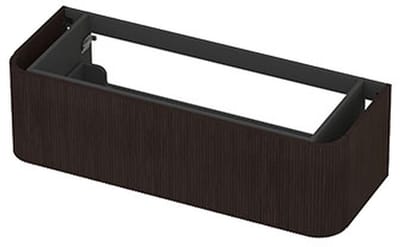 INK - Afgeronde Onderkast Fineer 1 Lade Softclose met Gefreesd Front Tbv Grepen - 1200x450x350 Mm - Dark Veneer