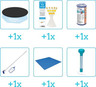 Zwembad Accessoirepakket voor Bestway Fast Set Opblaasbaar zwembad - 244x61 cm - Rond - Met filterpomp - Bestway - 57450 - 6-delig
