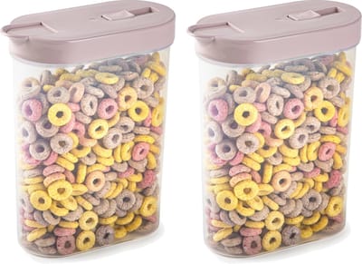 Plasticforte Voedselcontainer strooibus - 2x - lichtroze - inhoud 1 liter - kunststof - 15x7x19 cm