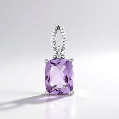 Cavill - Zilveren Hanger - 925 Sterling Zilver Platina Plating - Azuurblauwe Kwarts 2,244 ct - Cambodjaanse Zirkoon 0,079 ct - Elegant