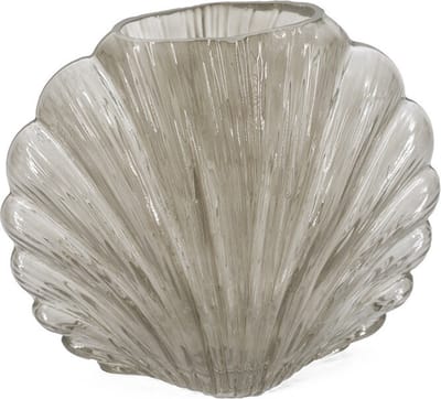 HomeBound by KY | Glazen vaas schelp grijs | glazen vaas | 18x7.5x24cm | stijlvolle vaas