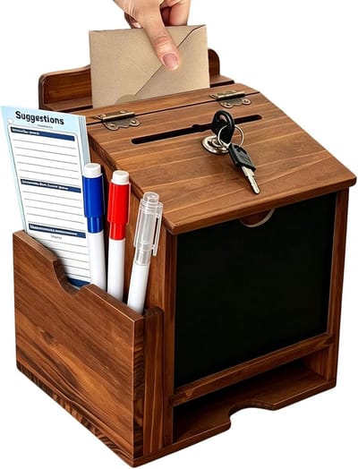 Houten Donatiebox - Afsluitbare Kist - Veilig Geld Inzamelen - Met Hangslot - 20x17x26 cm - Houtkleur