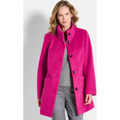 Mantel met wol en een opstaande kraag - roze - Gr. 40 van Goldner Fashion