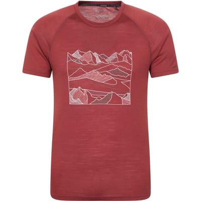 Mountain Warehouse Heren Quest Bedrukte Merino Mix Thermo Top (Bourgondië)